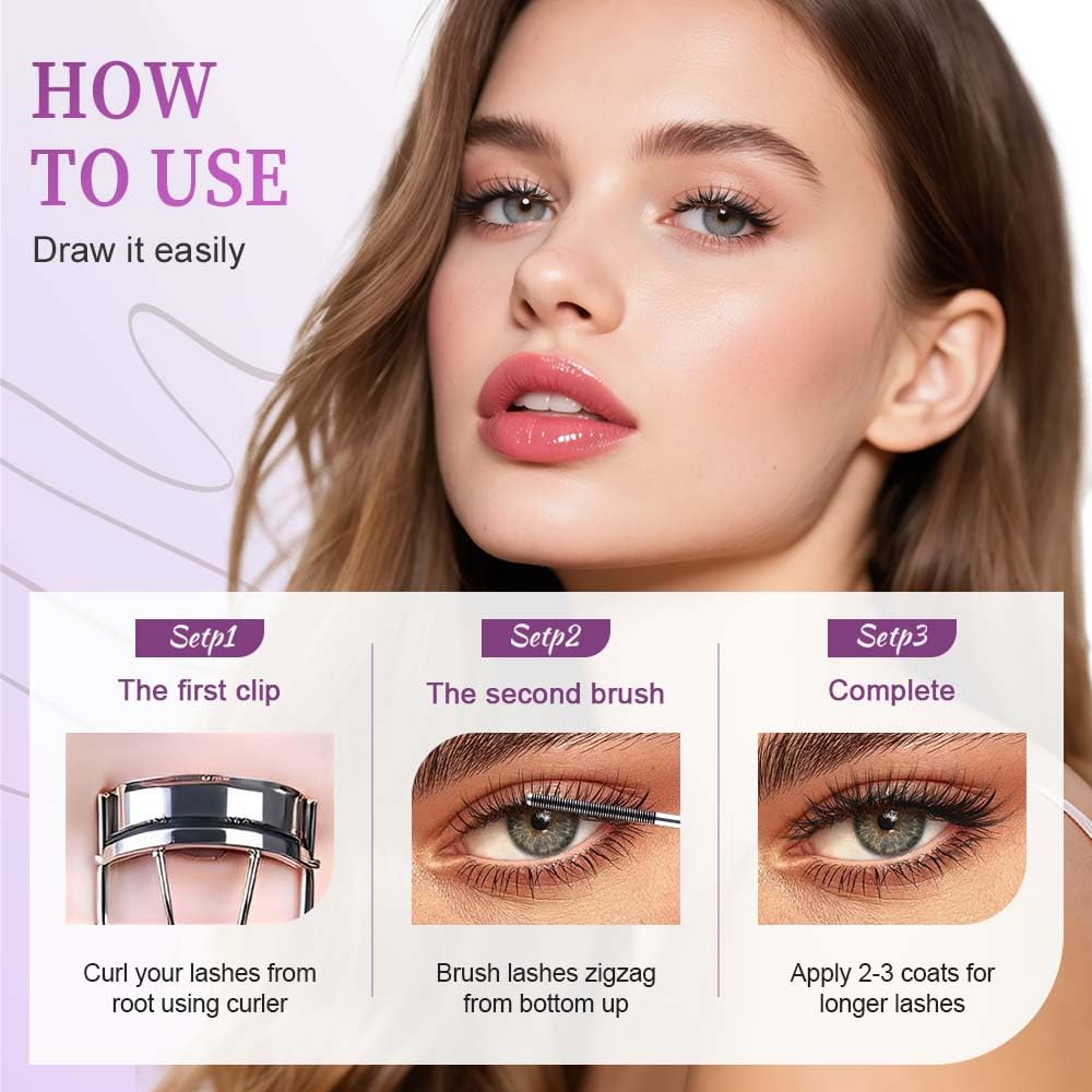 2026 Tubular Eyelash Primer Waterproof Wand Mascara & Long-lasting setting effect