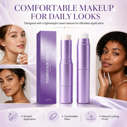 2026 SALE 2 in 1 Foundation Stick.Color Changing Foundation Stick,Moisturizing & Natural-Looking Finish
