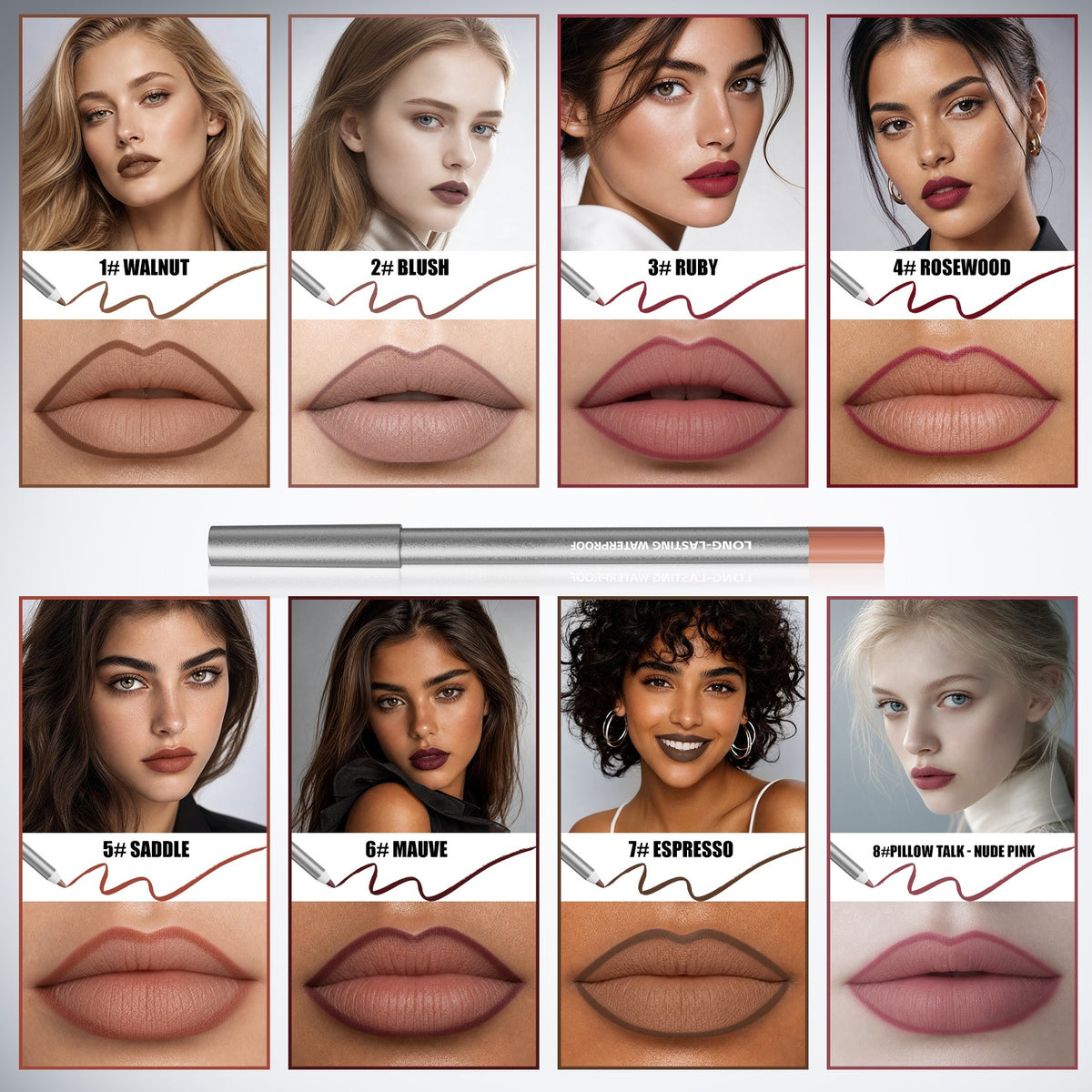2026 SALE 2PCS Matte Lipliner Pencil.Outline the Lip Shape,Waterproof & Non Stick Cup